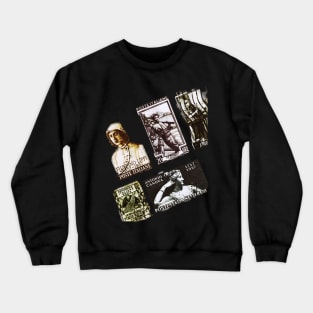 Vintage Italian History Stamps Postcards Mail Crewneck Sweatshirt